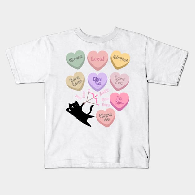 Cat Adoption Kitten Kitty Lovers Cute Candy Heart Funny Kids T-Shirt by AimArtStudio